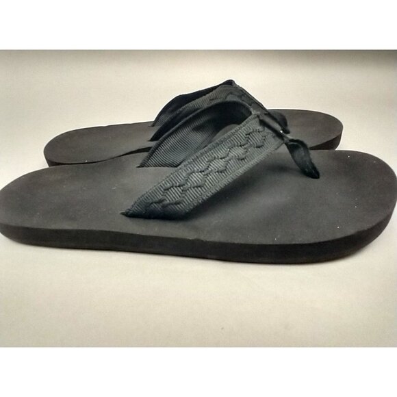 REEF ~ Black Design - Squishy Comfort Flip Flops / No Slip Sandals sz 9 - Picture 1 of 4